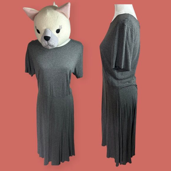 🩶 LARGE H+M BASICS GRAY SHORT SLEEVE TRAVEL CASUAL DRESS - Picture 1 of 8
